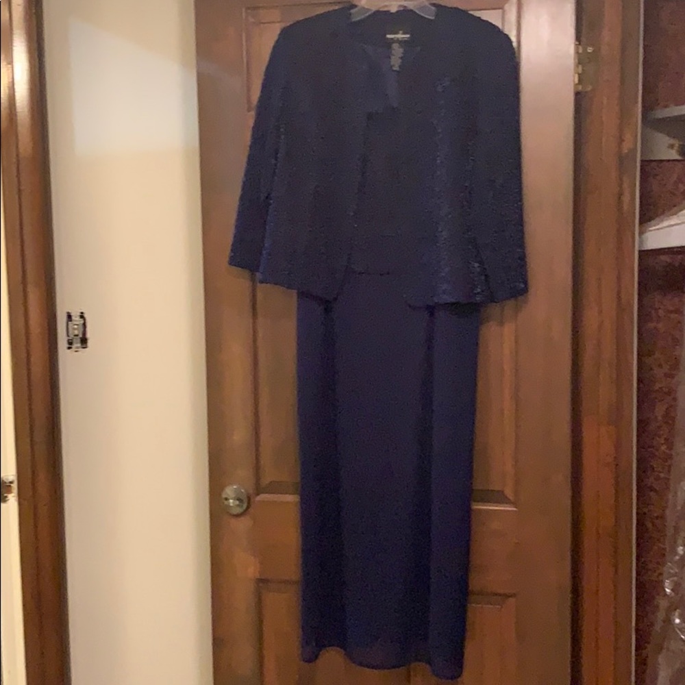 Purple full length sleeve evening gown